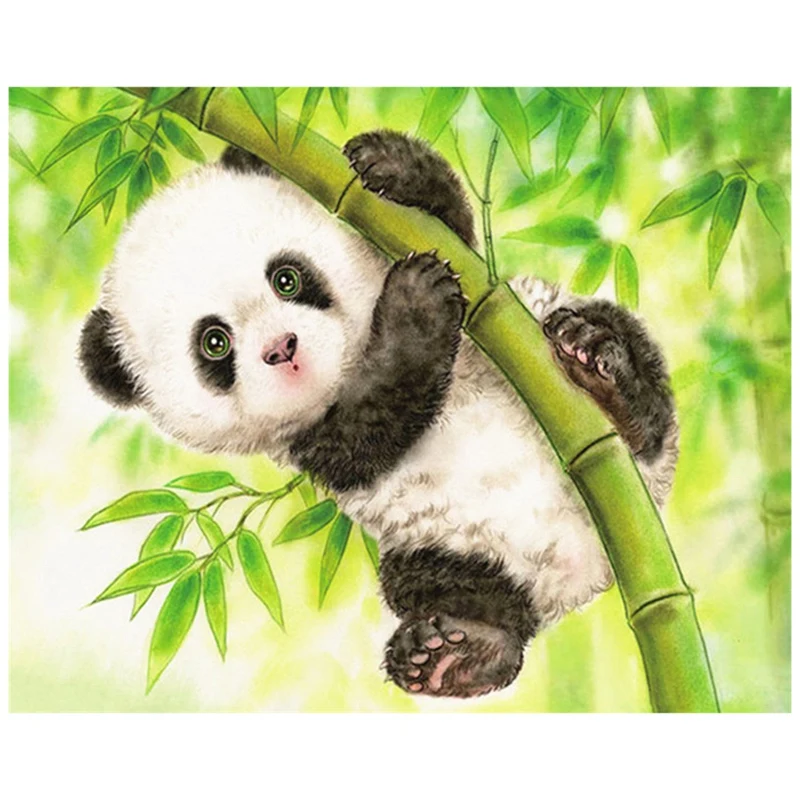 

Paint With Diamond Embroidery "Cute Panda" Diamond Painting Full Round Picture Of Rhinestone Home Decor