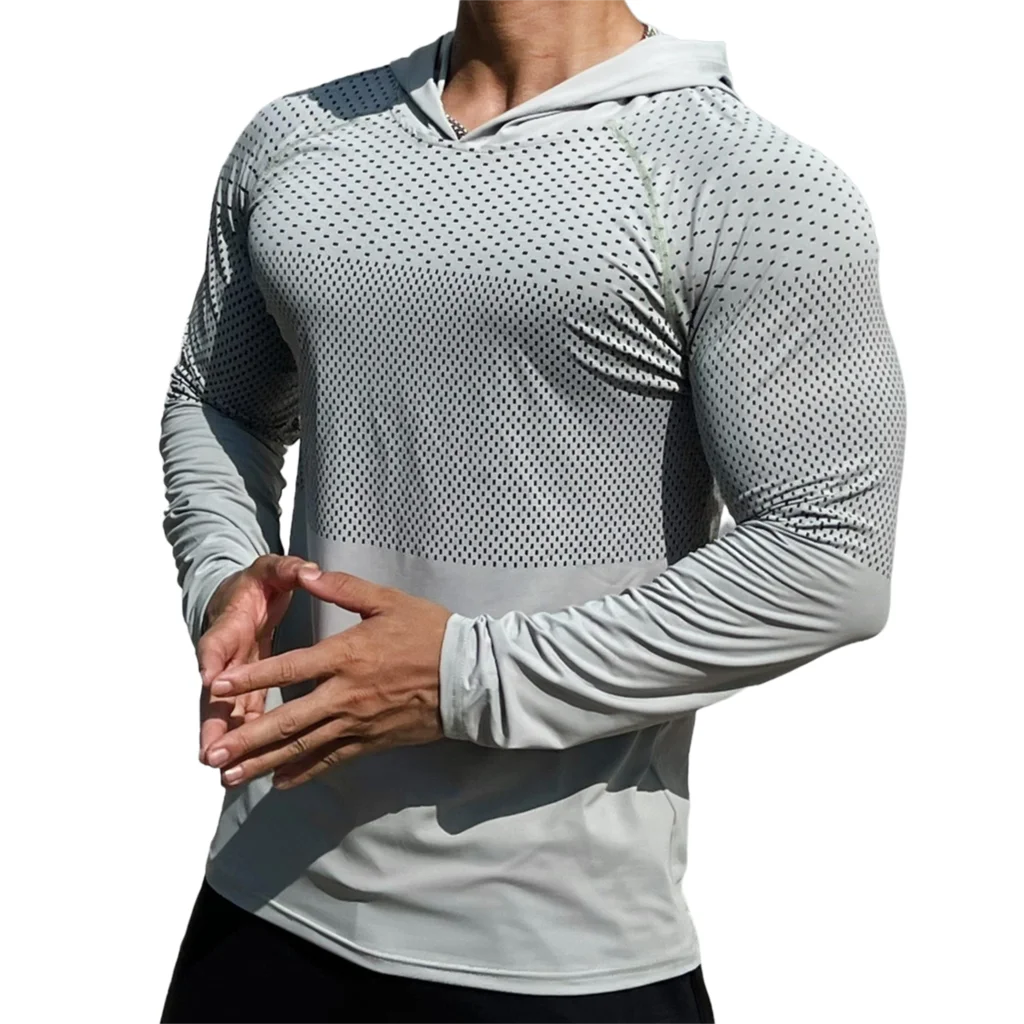 Men Autumn Long Sleeve Shirts Gym Fitness Training Hooded Tee Tops Sportswear Male Running Sport Clothing Quick Dry Slim T-shirt