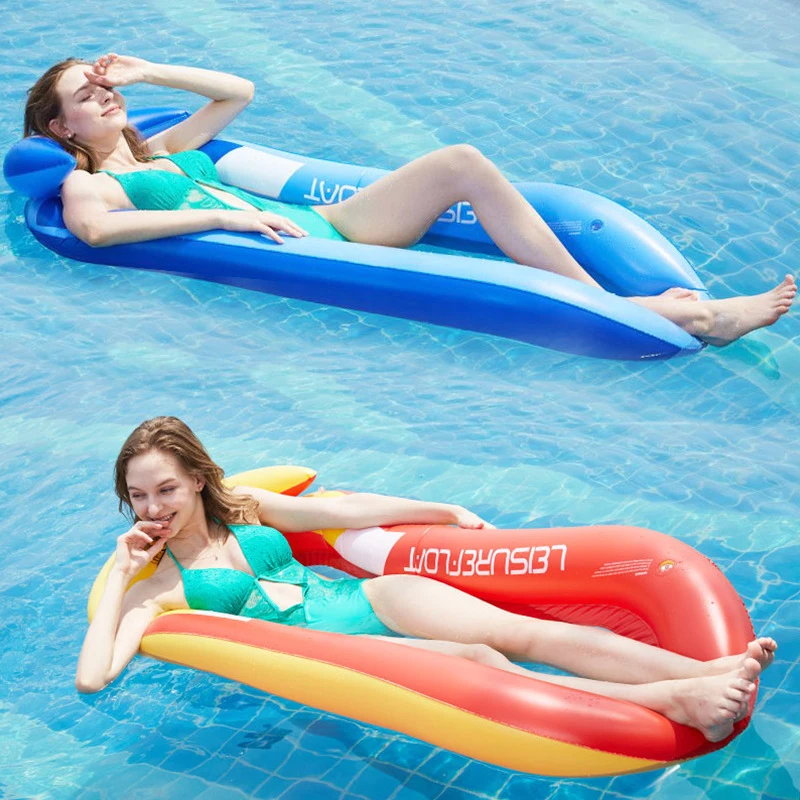 

153*70CM Water Float BedWater Inflatable Backrest Net Bed Float Pad Inflatable Float Folding Inflatable Swimming Float Bed