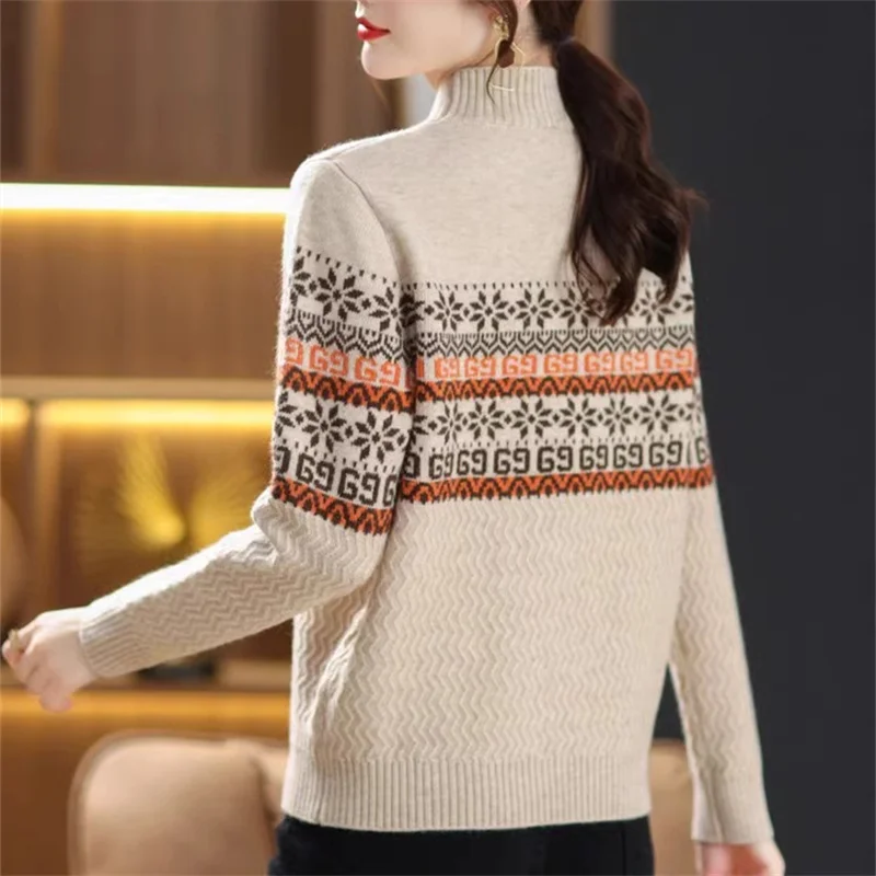 ダリャン ニットセーター 毛玉なし ベースレイヤー 高級 レディース ファッション ロング丈 ハイネック レギュラーフィット 秋服