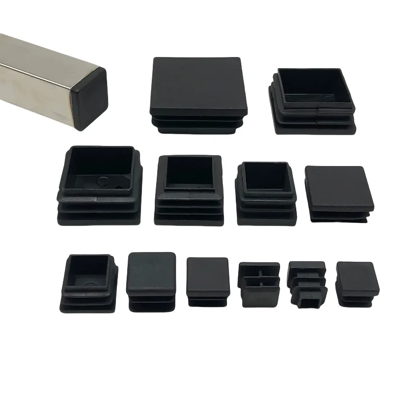 Black Square Tube End Cap Plastic Plug Furniture Accessories Plastic Pipe Plug Table Chair Foot Anti-slip Pad image 3