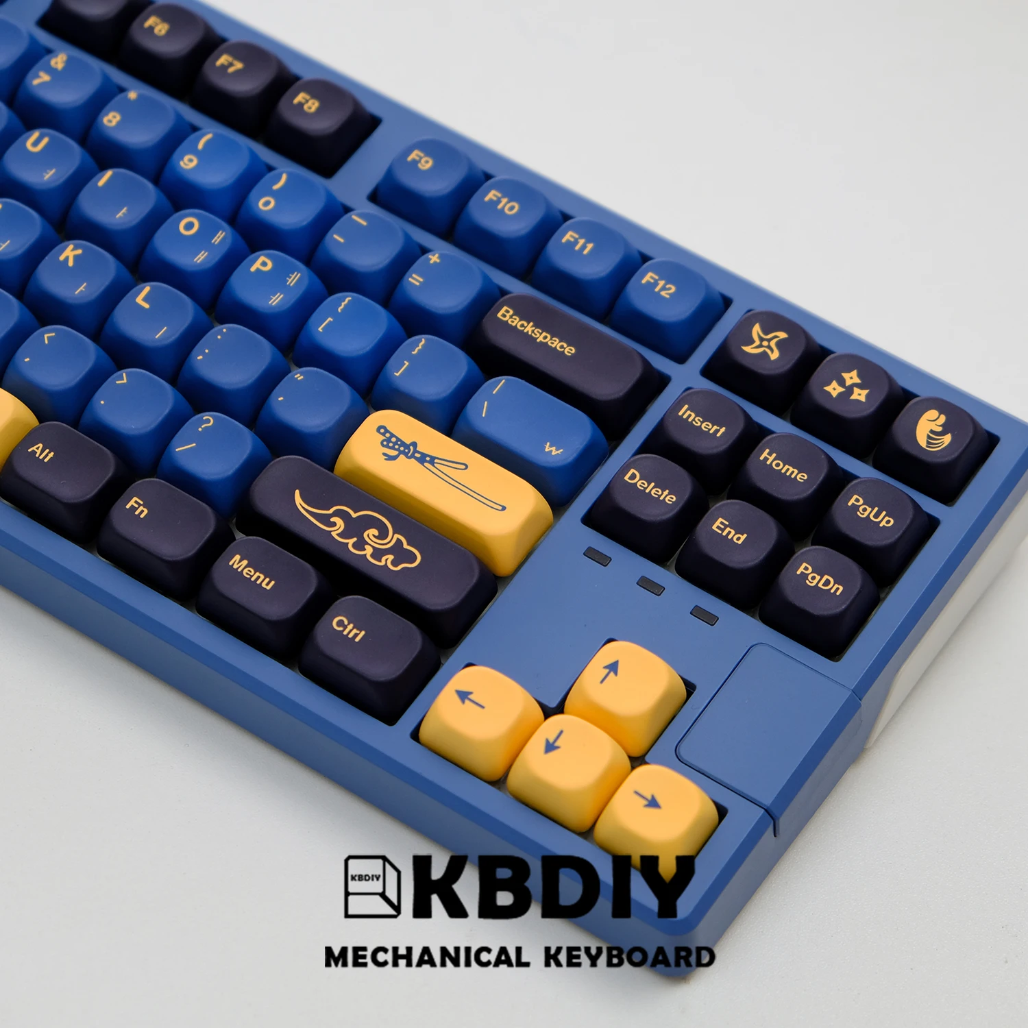 kbdiy samurai azul keycaps teclado mecanico pbt gmk personalizado perfil koa switches mx gmk64 k500 130 chaves 01