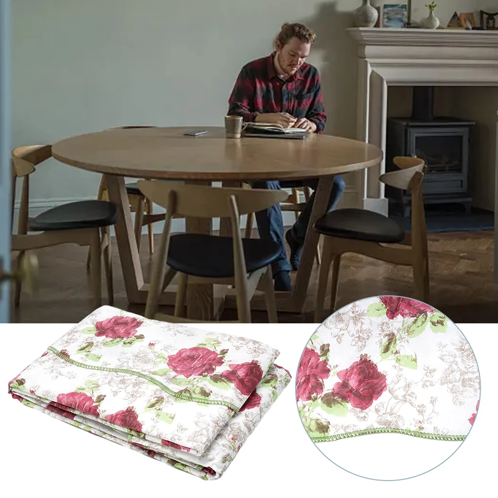 Round Table Cloth Round Floral Cotton Table Cover 6-Seater Thanksgiving Kitchen Dining Tablecloth Patio Table Cover For Event