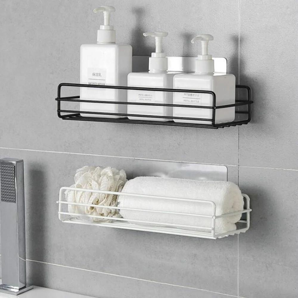 1 pz senza perforazione mensola del bagno organizzatore di immagazzinaggio doccia mensola a parete scatola di immagazzinaggio cestino della cucina