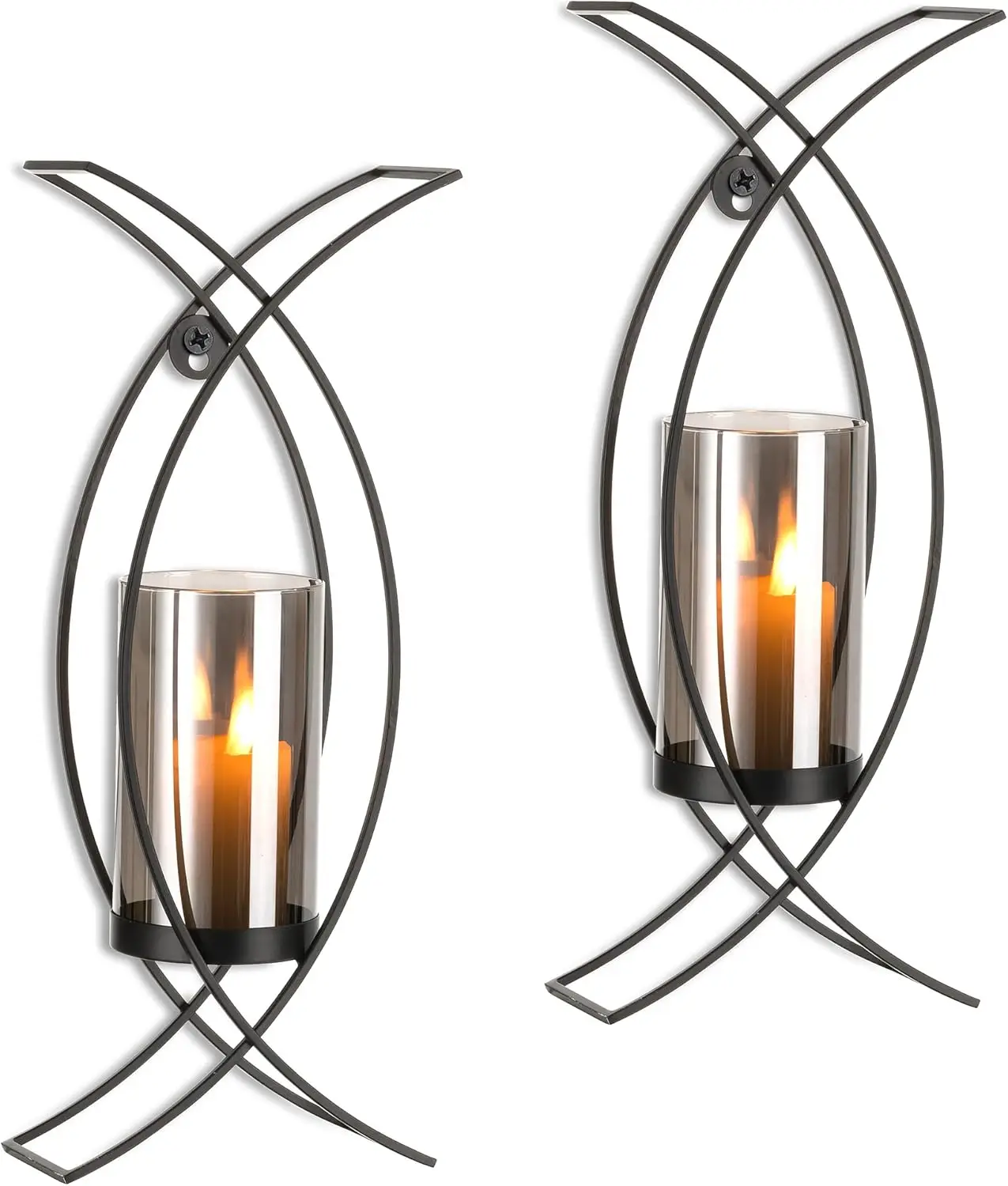 

Candle Sconces Decorative Wall Art Set of 2 Black - Candle Wall Sconce Decor Iron Two Candle Holders