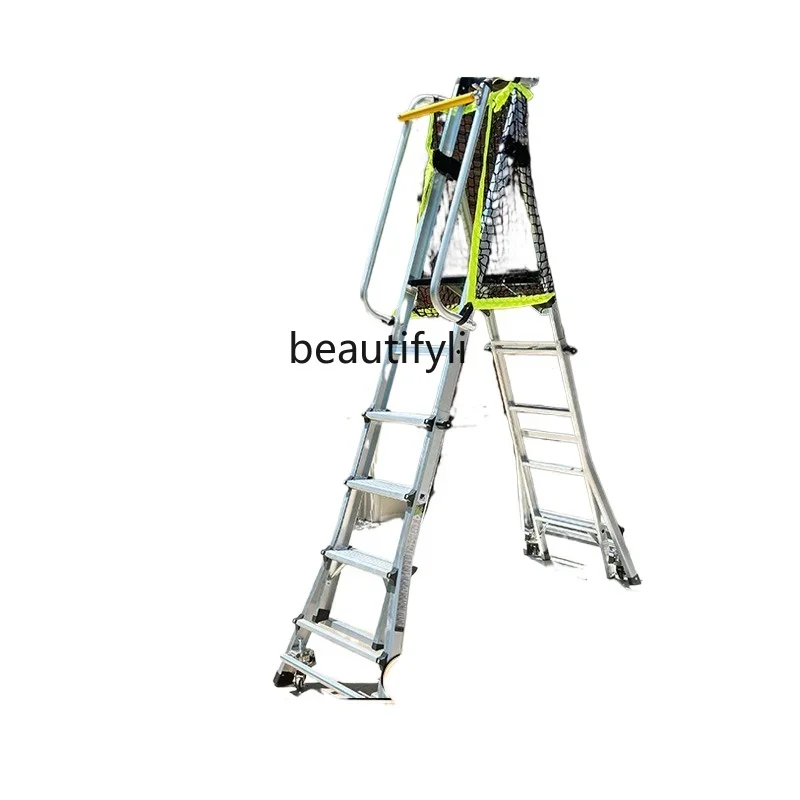 

Aluminum alloy fence safety platform ladder mobile storage engineering ladder folding telescopic herringbone ladder