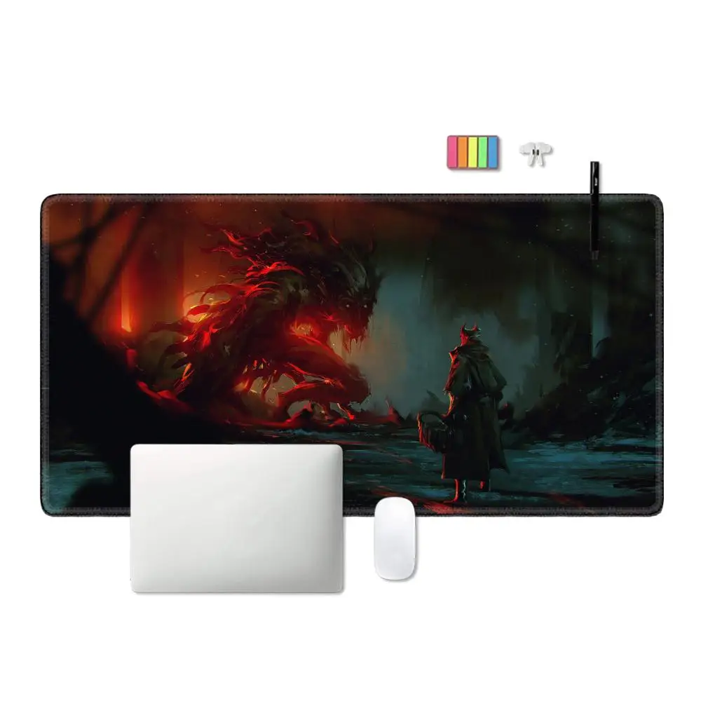 Bloodborne Large Gaming Mouse Pad Office Laptop Accessories Anti Slip Mousepad PC Anime Cartoon New HD Desk Mat 900x400 Carpet