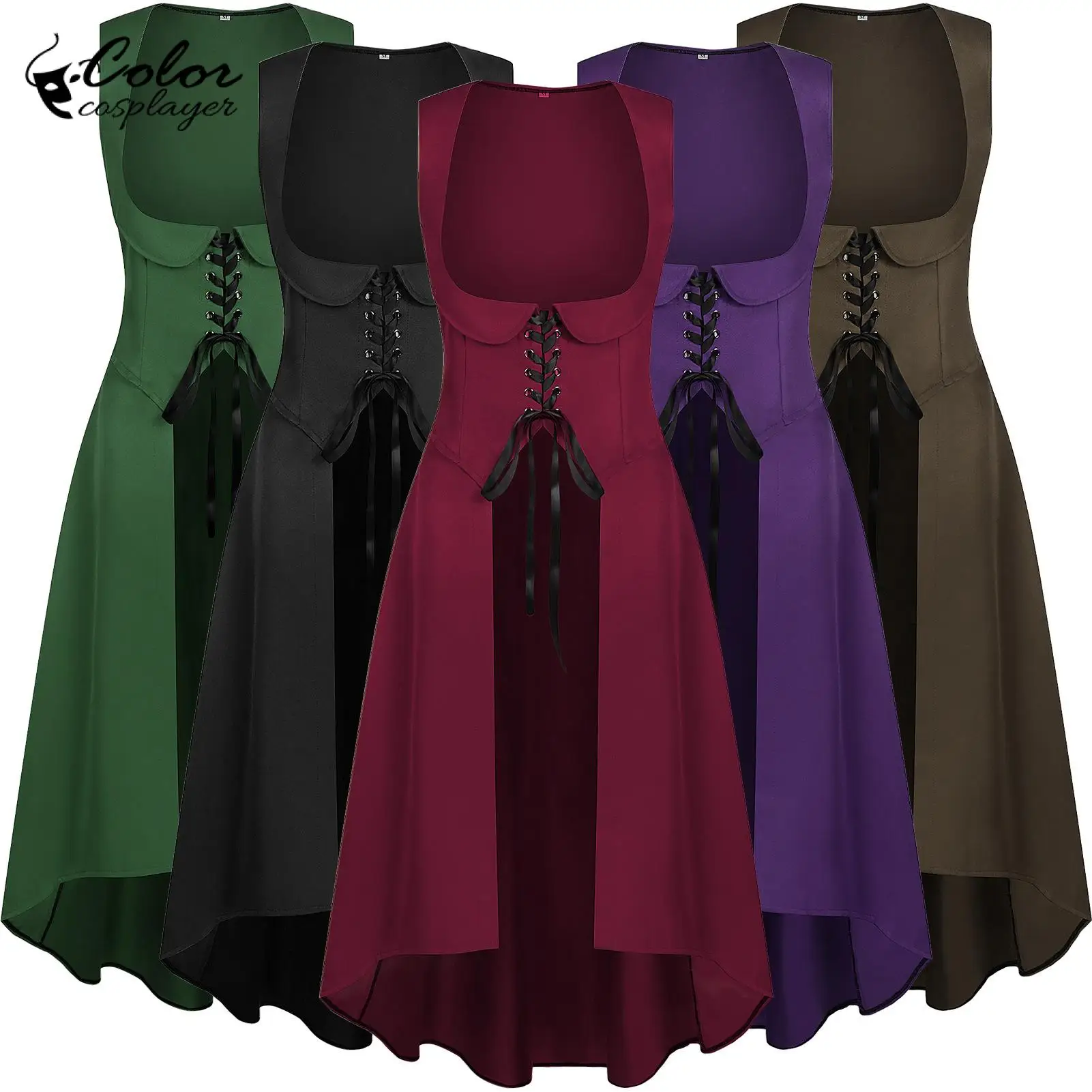 

Carnival Green Dress Women Medieval Gown Sleeveless Robe Vintage Party Dress Up Purim Pirate Cosplay Costume Beer Festival Wear