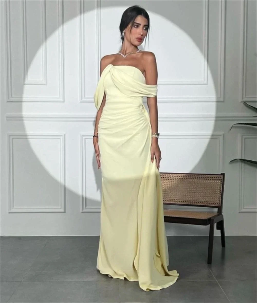 Customized Prom Dress Fashion Off Shoulder Sheath Party Dresses Floor Length Ruched Taffeta Formal Evening Gowns вечернее платье