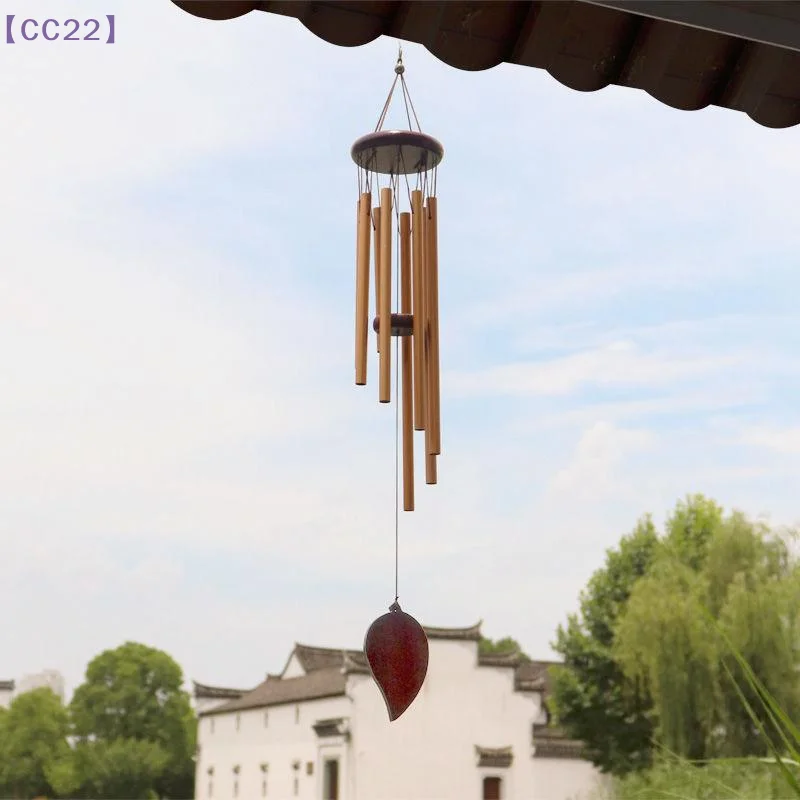 【CC22】Retro 26 Inch Aluminum Pipe Wind Chimes With Wooden Hanging Tag  DIY Terraces Gardens Balcony Decoration{C}