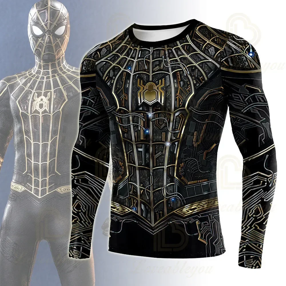 Dis New 3D Printing Comic Retro Spider T-shirt Long-sleeved Fashion Summer T-shirt Cosplay Costume Top Quick-dry Men T-shirt