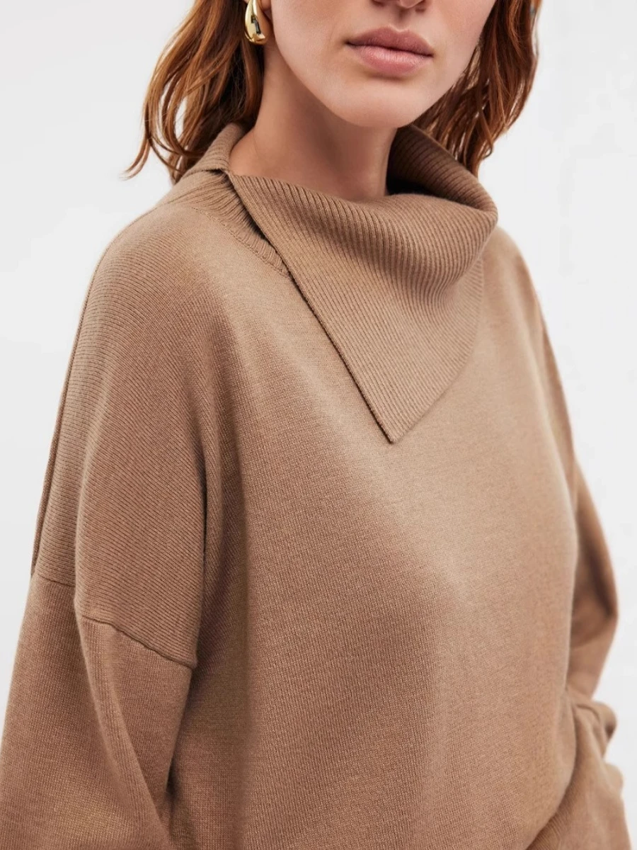 سترة نسائية جديدة للخريف والشتاء من Blubelle سترة عصرية فضفاضة تناسب البلوز بحاشية مقسمة بلوفرات قاعدة عصرية