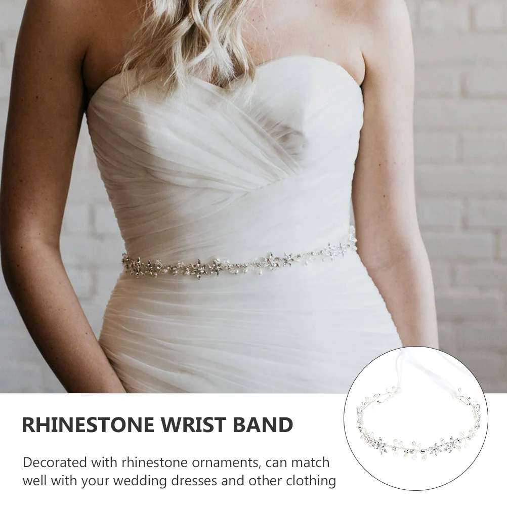 

Elegant Rhinestone Flower Waist Belt for Bride Wedding Dress Adjustable Sparkling Waistband Prom Banquet Party Clothing