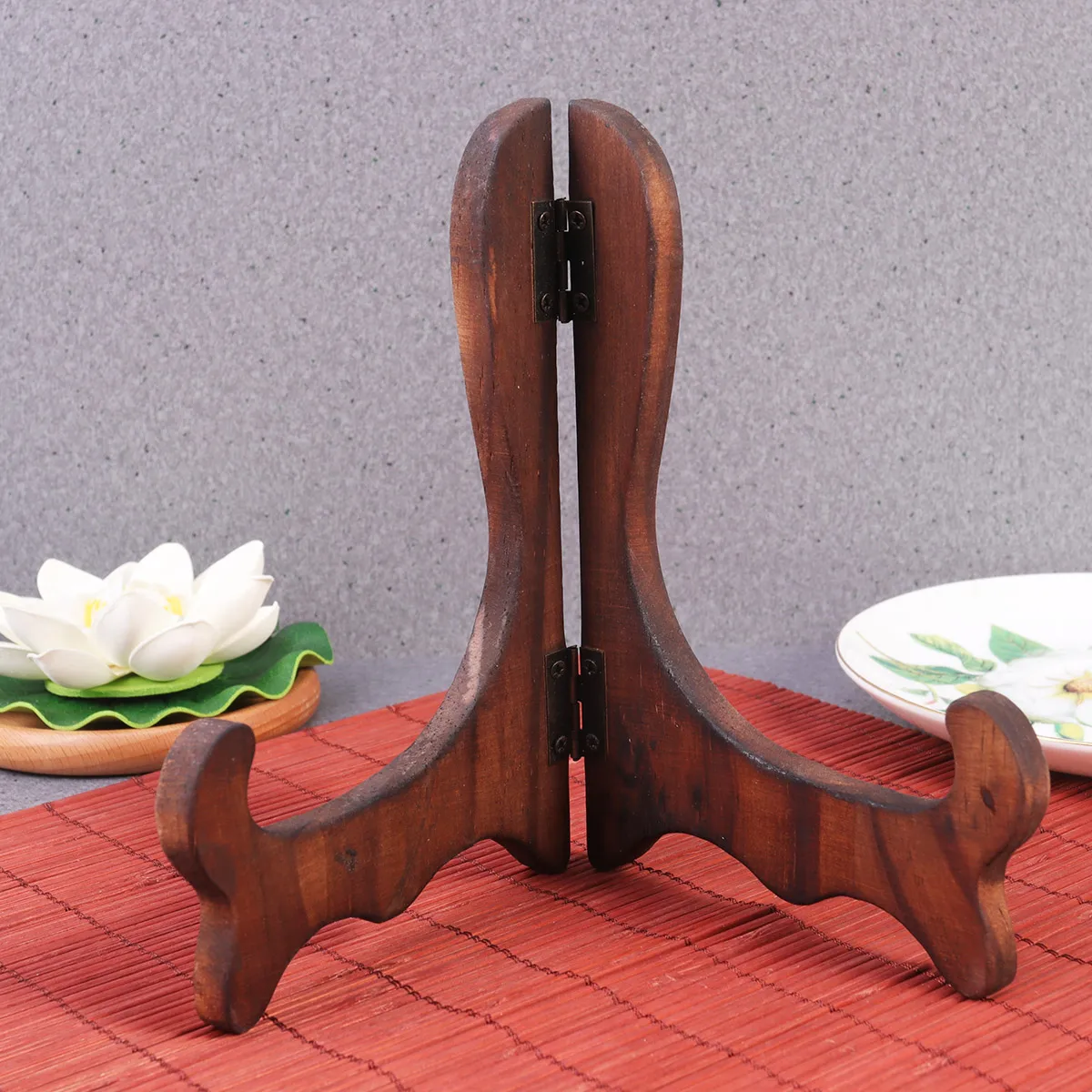 4pcs Tea Cake Display Stand Wooden Curved Home Decor Shelf for Plates Photos Books Art Collector Items Solid Wood