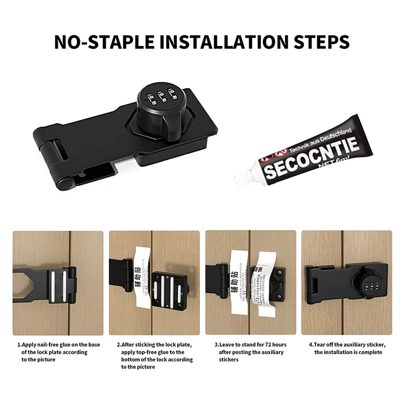 1 PCS Cabinet Door Combination Lock Door Lock Clasp Door Cabinet Privacy Lock (Silver)