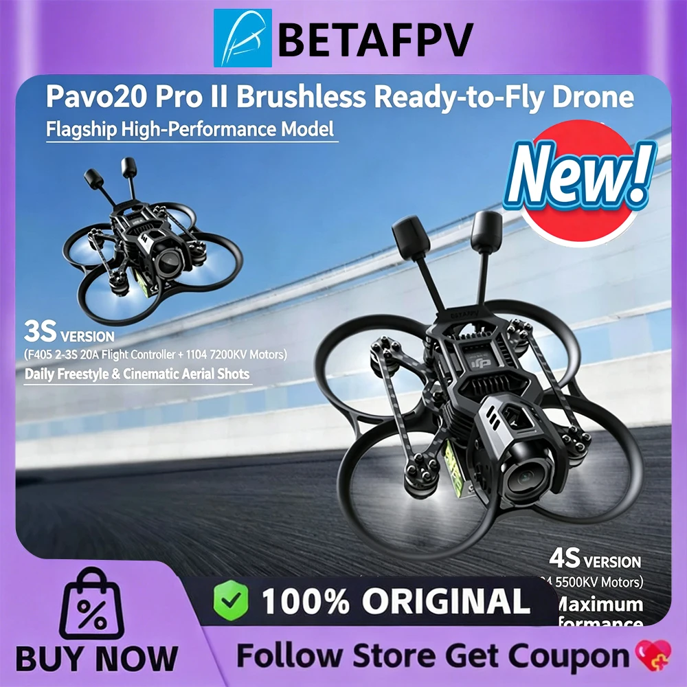 Image of NEU BETAFPV Pavo20 Pro II 3-4S O4 Pro ELRS 2.4G/PNP Bürstenloser Whoop Quadcopter Drohne für LAVA Serie 3S/4S 680mAh 95C Akku