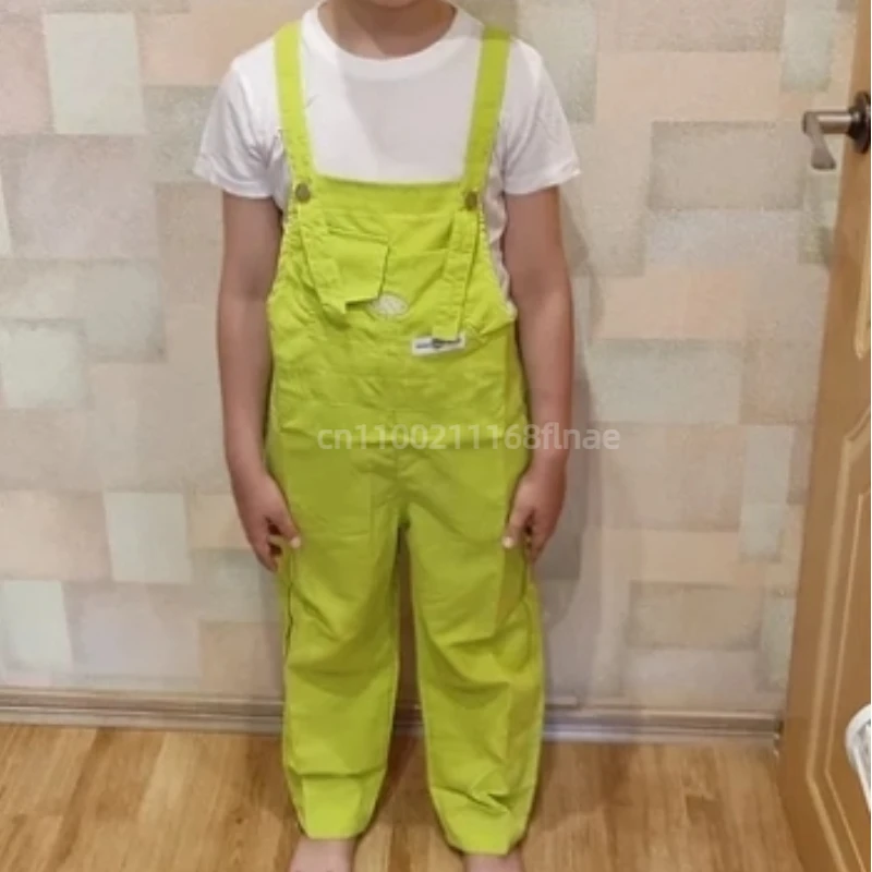 Children's Street Dance Costume, White Top, Suspender Pants Set, Cotton Material Used for Boys and Girls' Dance Performances