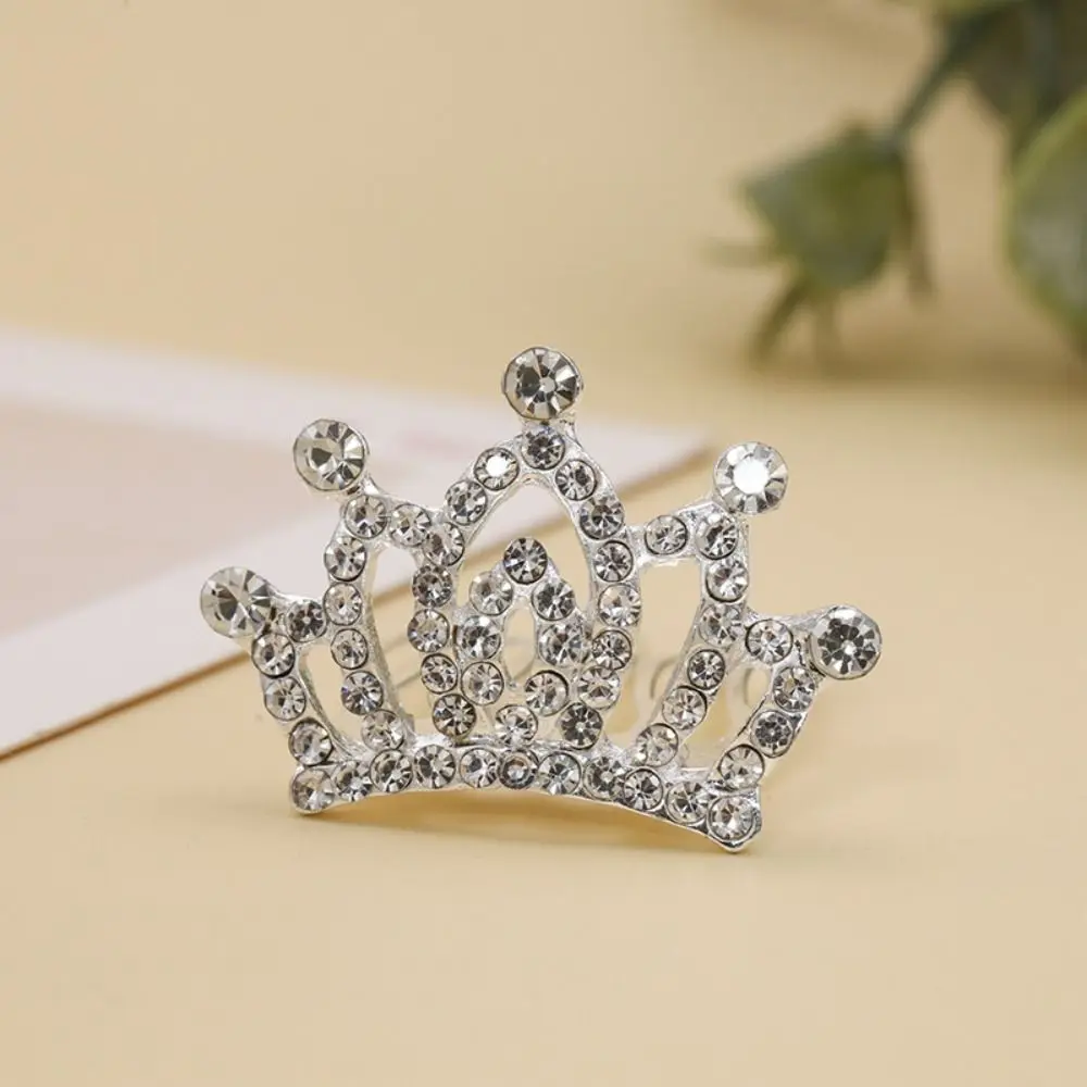 Fashion Flower Crystal Crown Hair Comb Star Love Heart Children Tiara Headband Hollow Korean Style Rhinestone Hairpins Daily