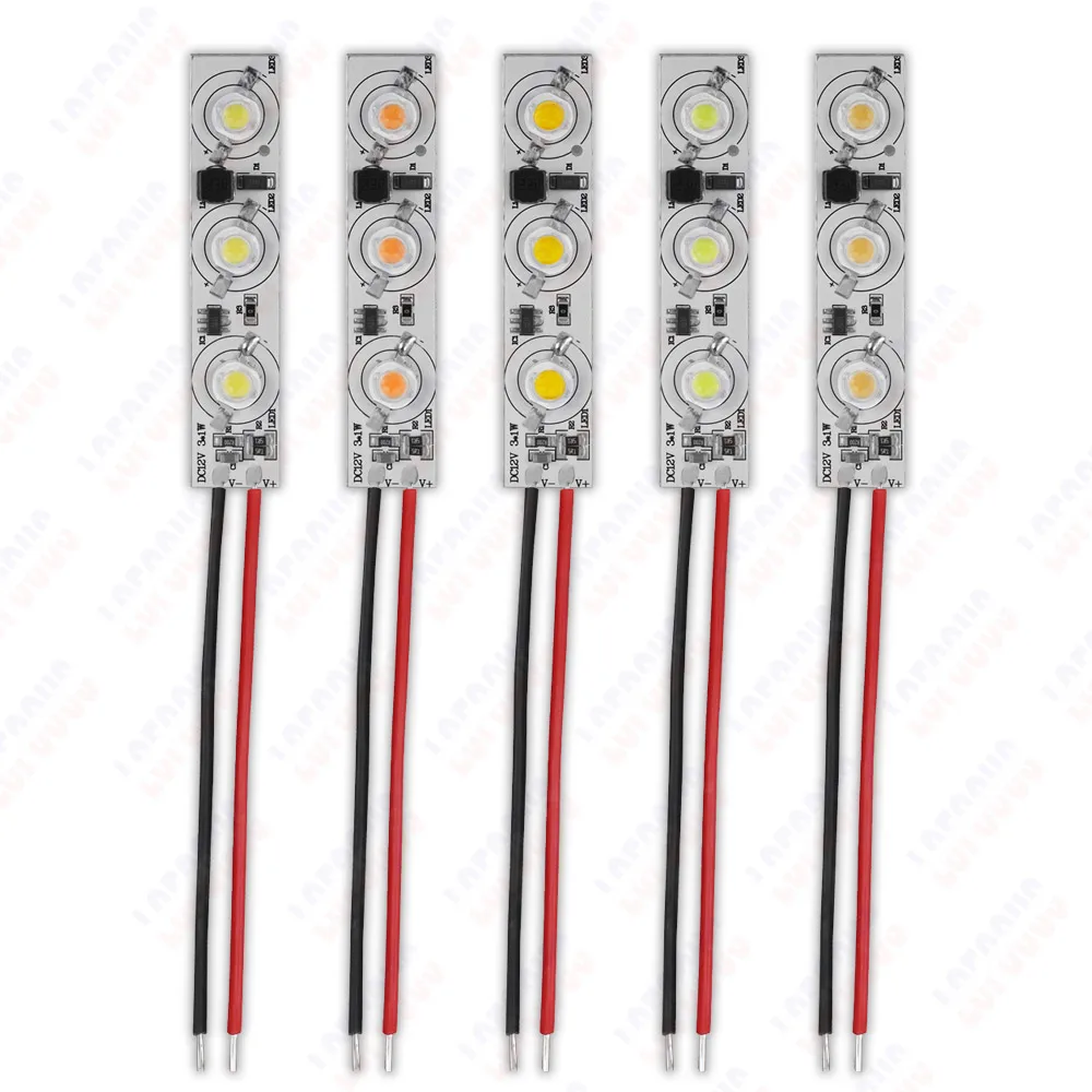 1pc DC 12V 24V Driverless 3x1W 3x3W LED Chip Warm Cool White Red Green Blue Yellow Purple Aluminum PCB For 1W 3W 5W Light Beads