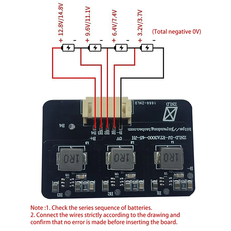 For 2S-8S LiFePO4/LTO Lithium Batteries | BMS-Compatible Voltage Equalizer Board 1.2A Active Energy Transfer Balancer