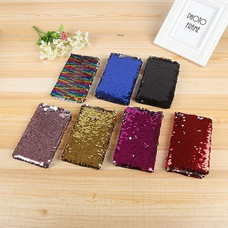 Creative Sequin Mini Fashion Diary Notebook Memo Colourful Note Pads Stationery Business Book A6 Binder