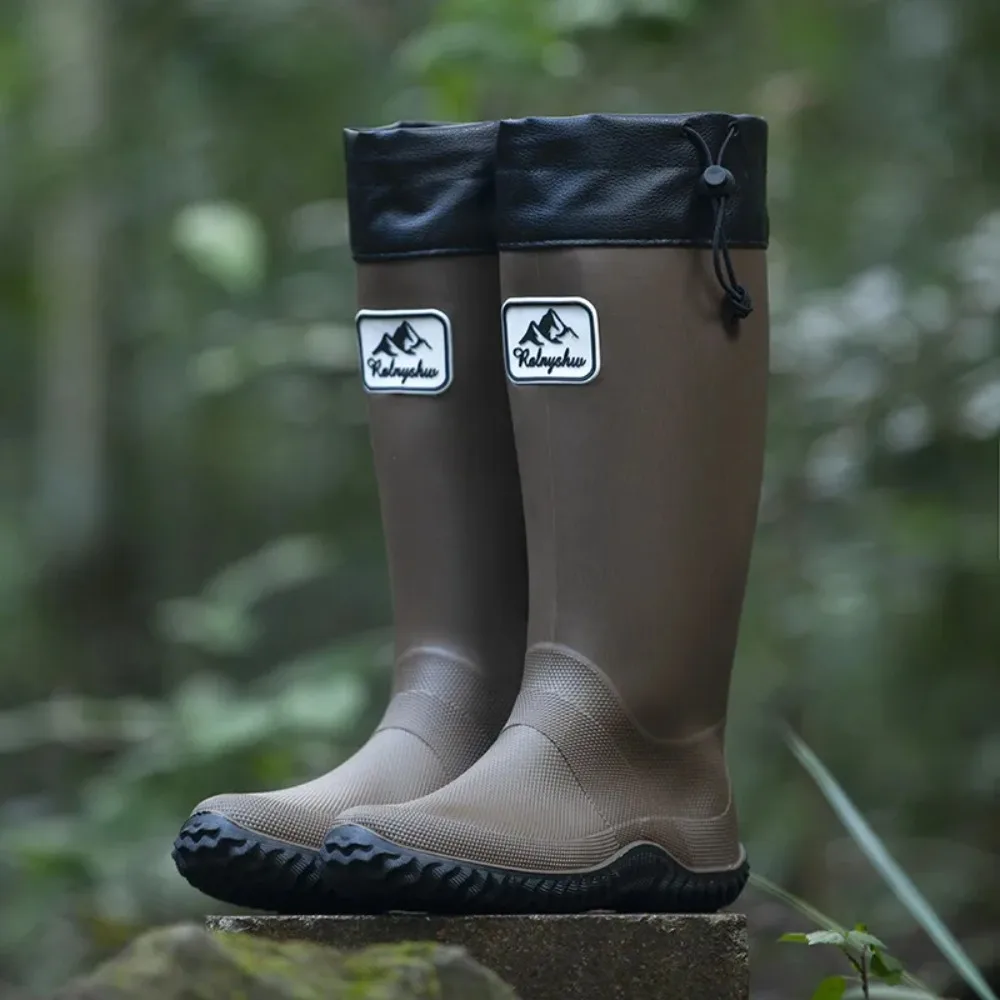 

Rain Boots for Men Fashionable Igh-Top Rain Boots Outer Wear Long-Tube Waterproof Non-Slip Couple Style Outdoor Fishing Boots