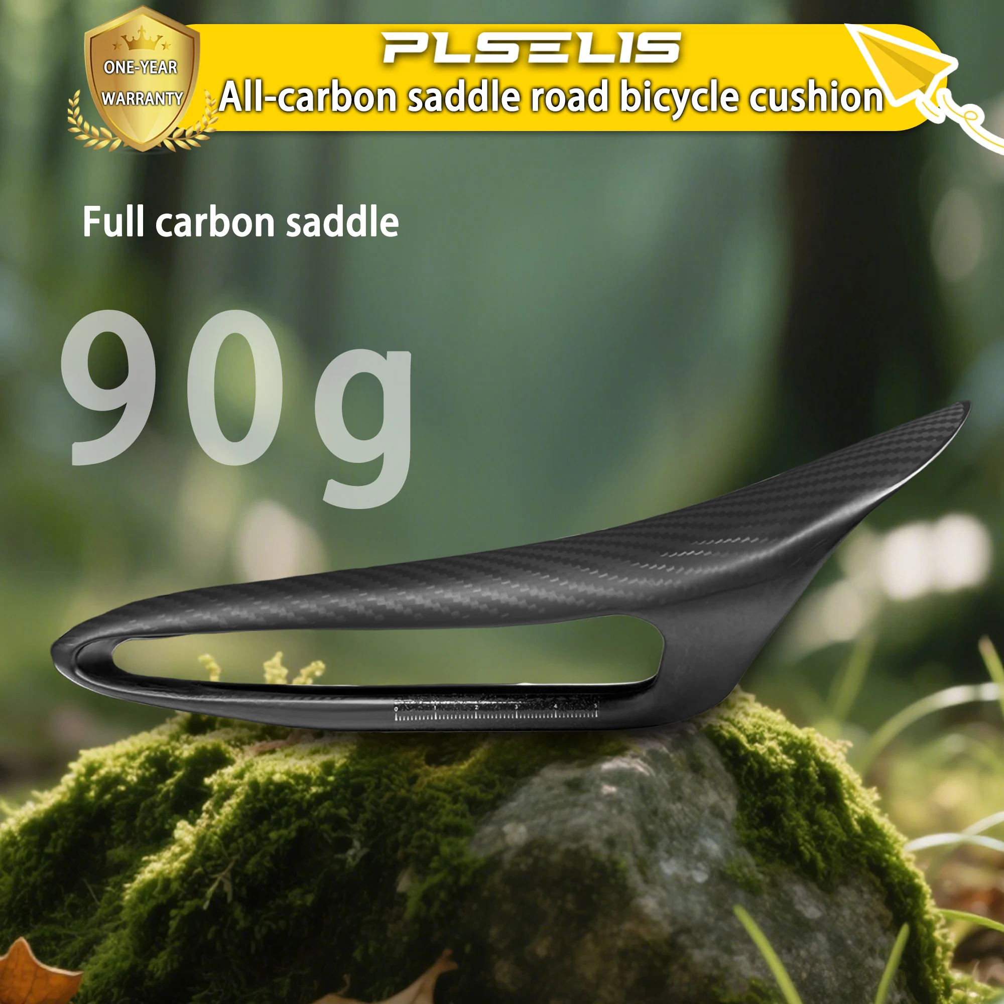 

Pselis carbon fiber road bicycle saddle 90g is ergonomically designed and carbon fiber is integrally formed.