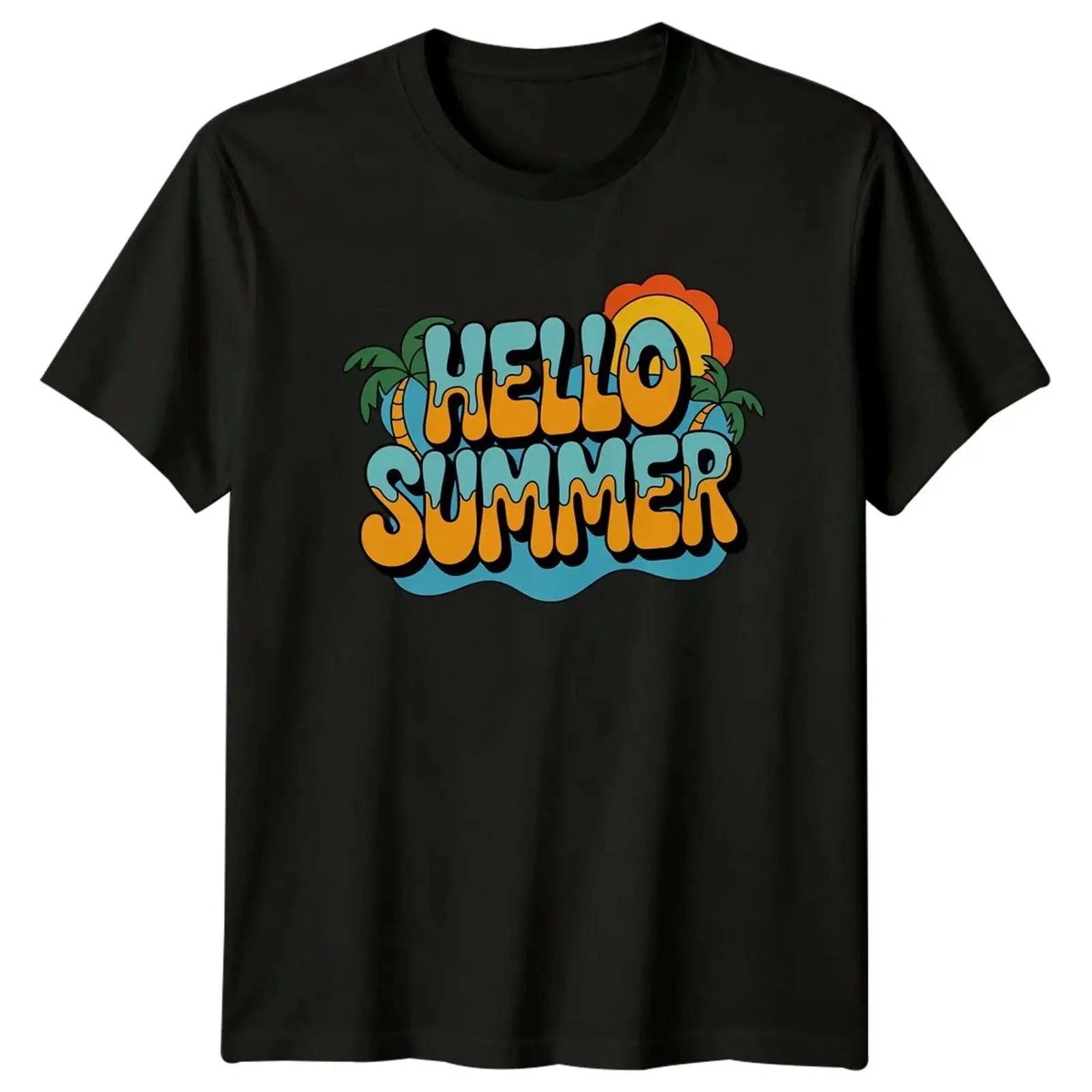Hallo Sommer T Shirt Retro Strand Urlaub Geschenk für Sie und Ihn vintage Washed Soft graphic homme Stylish Casual