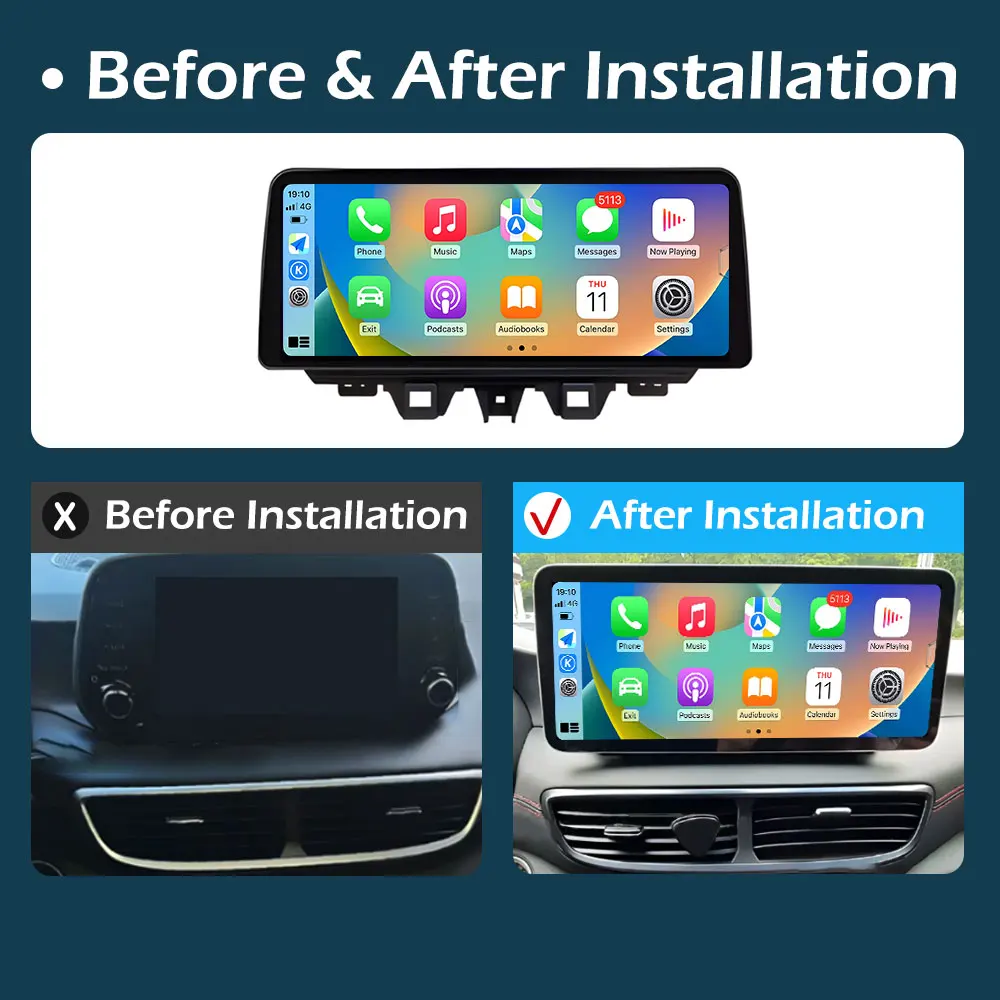 12.3 inch Touch Screen Android OS for Hyundai TUCSON 2019 2020 Wireless Carplay Car Multimedia Video Radio Player GPS Navi WIFI