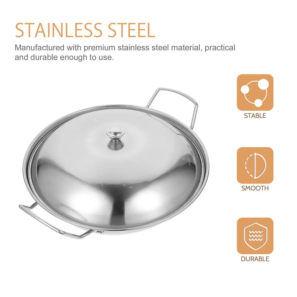 

1Set Stainless Steel Cooking Pan Double Handle Hot Pot Kitchen Cookware Smooth Surface Multi-Function Household Pan