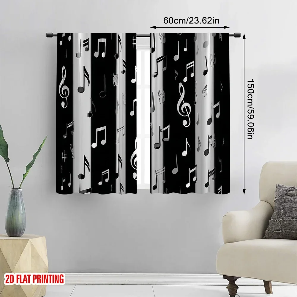 2pcs 2D flat printing Drapes retro note Digital Printed Polyester Drapes Birthday Party Use for Holiday Family Portraits Party