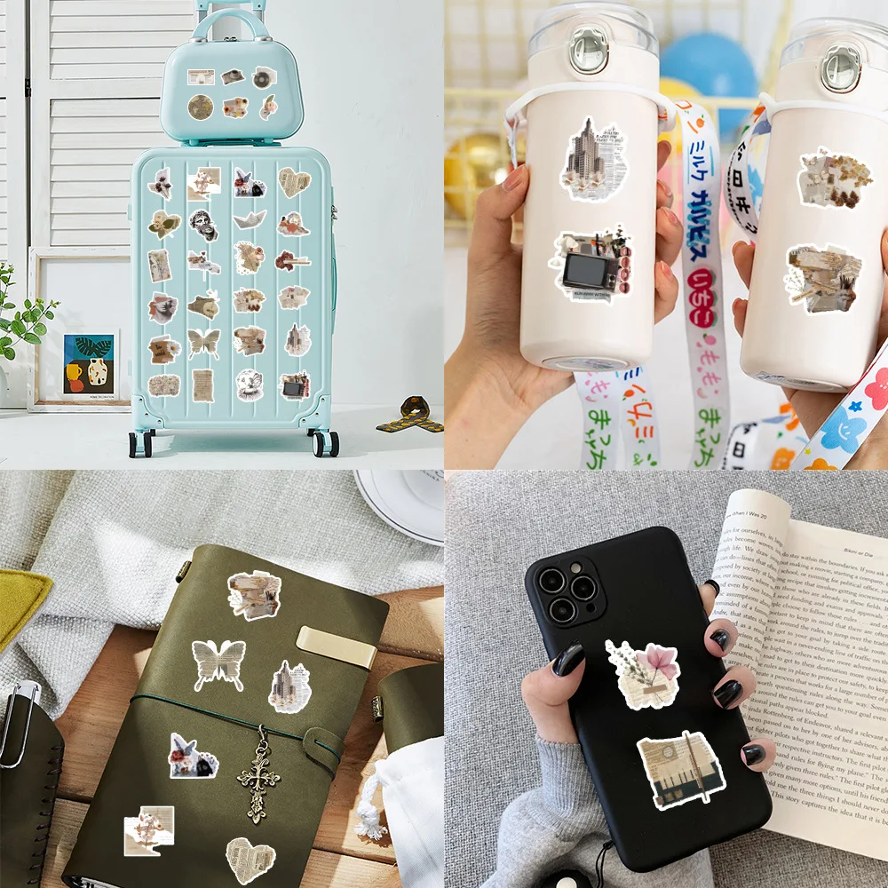 10/25/50pcs Retro Diary Pieces Art Graffiti Stickers for Phone Laptop Guitar Helmet Travel Luggage Skateboard Car DIY