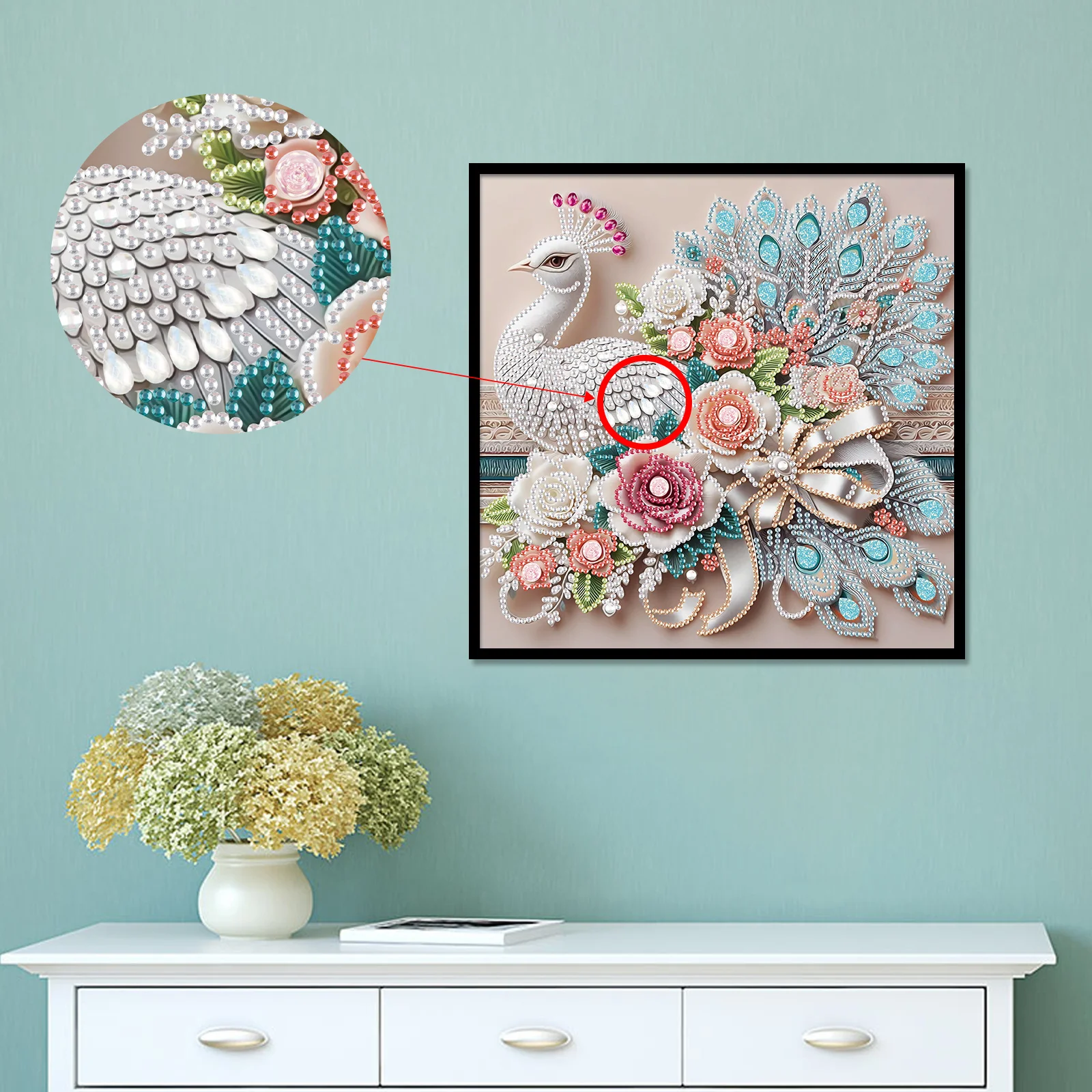 5D Special Shape Diamond Art Kits for Beginners, Diamond Painting Kits for Adults Peacock, Crystal Rhinestones Diamond Painting
