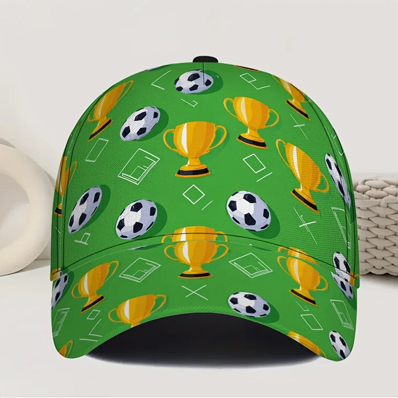 1pc of 2D Soccer Glory Print Snapback Baseball Cap - A Lightweight Hat Featuring a Vivid Full-Body Design