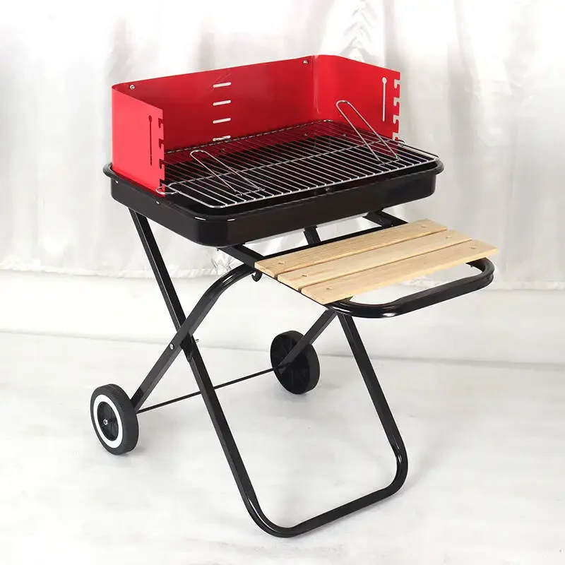 Portable folding grill Large thickened charcoal  Adjustable windproof grill Folding