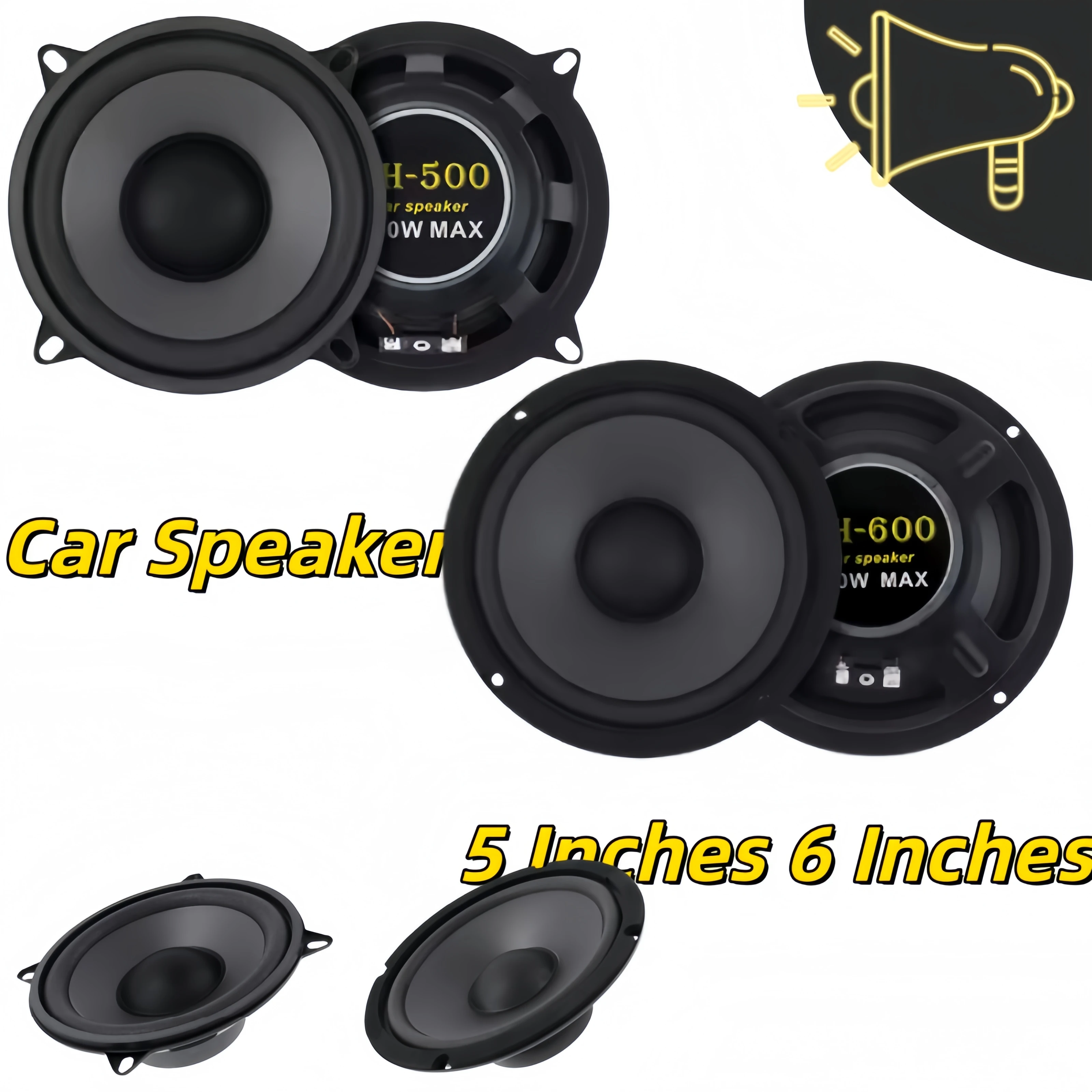 1 Pcs 6Inch 5 Inch Car Speakers 2 Way Coaxial High Fidelity Stereo Audio Music Full Range Door Mount Automotive Speakers ﻿