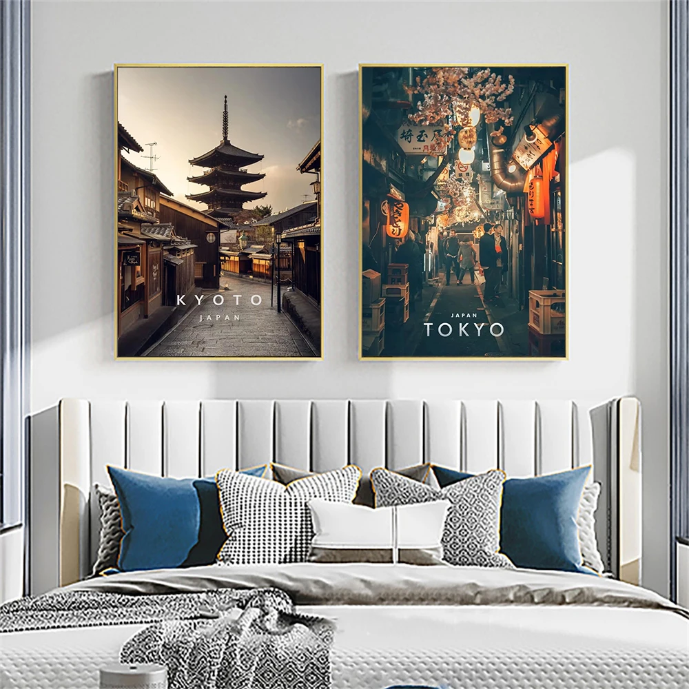 Japanese Tokyo Kyoto City Landscape Canvas Wall Art Mount Fuji Travel Poster Gift For Travel Lovers Living Room Home Wall Decor