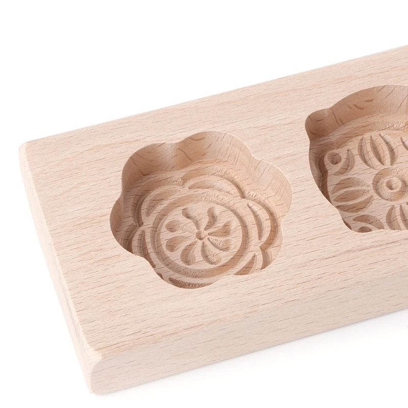 

Wooden 4 Flower Muffin Mooncake Handmade Soap Mold Biscuit Chocolate Mould DIY Dropship