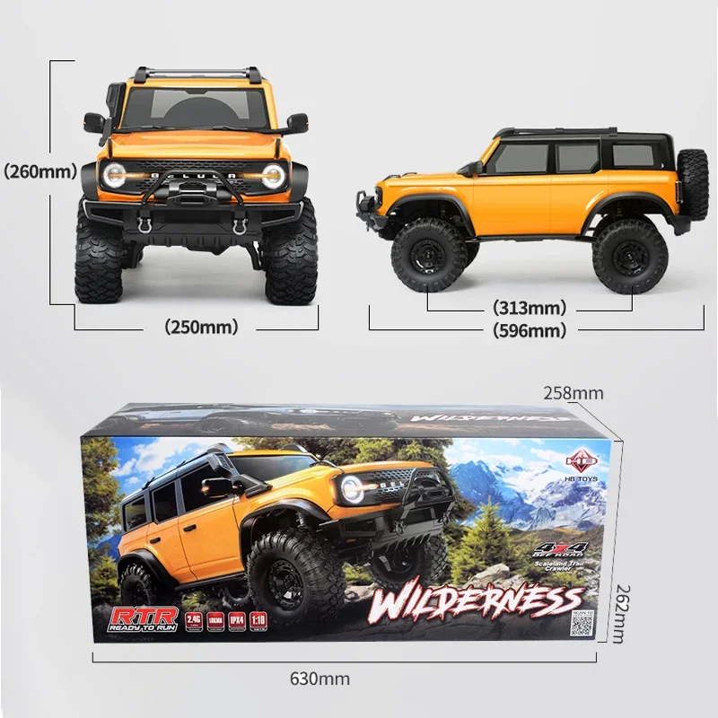 1/10 Rc samochód gąsienica RC 4x4 Off-road RTR HB R1001 z elektrycznym zdalnym sterowaniem LED 2.4G Rock Buggy samochody Rc dla dorosłych