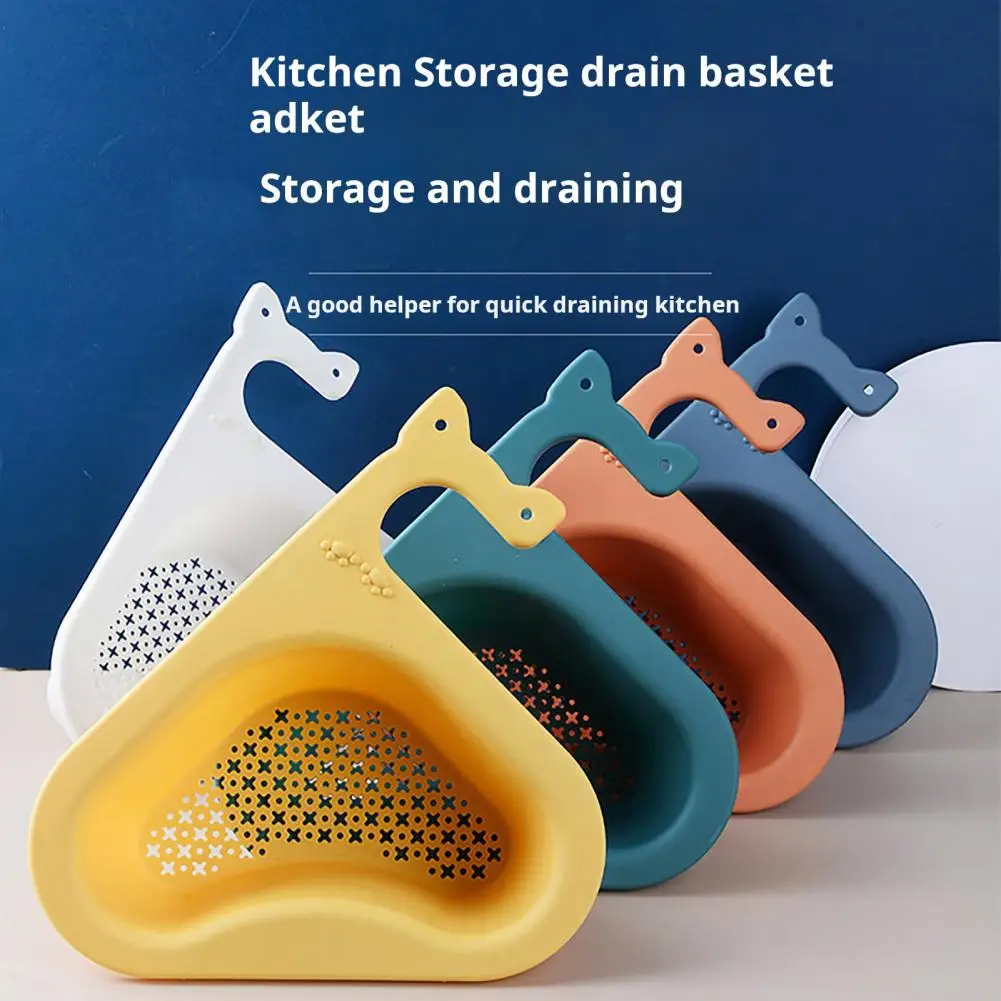 Sink Drain Basket Stable Non-Slip Design Multifunctional Kitchen Triangular Sink Organizer Food Catcher Filter Swan Drain Basket