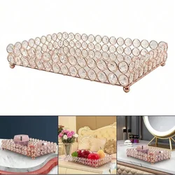 Crystal Mirror Tray, Cosmetics Tray, Perfume and Jewelry Display Tray, Table Decoration Fruit Tray for Holding Metal Cake Tray