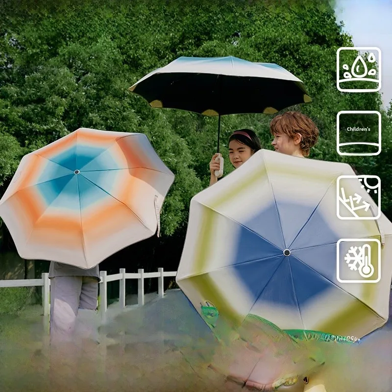 

KK Tree Children's Auatic Umbrella Sunny Rain Dual Use Hanging School Special for Girls Lightweight Aluminum Alloy Fibre