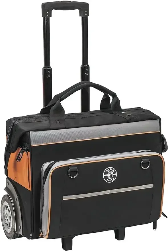 Klein Tools 55452RTB  Bag, Water Resistant  Storage Organizer Rolls on Rugged 6-Inch Wheels, 24 Pockets,