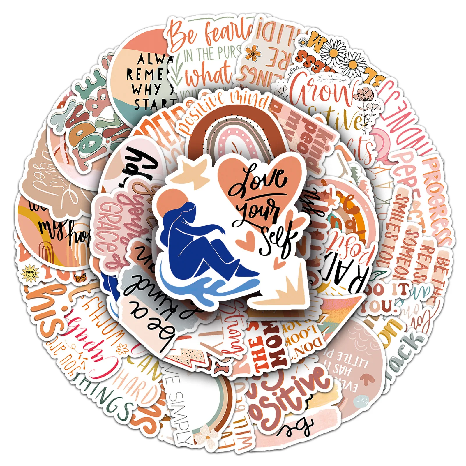 

10/30/50Pcs Bohemian Style Inspirational English Stickers Personalized Hot Selling Text Slogans Decorative Stickers DIY Guitar