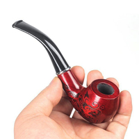 Carved Wood Tobacco Pipe Wooden Bent Tobacco Filter Smoking Pipe Wood Herb Tobacco Filter Pipes Smoking Gift