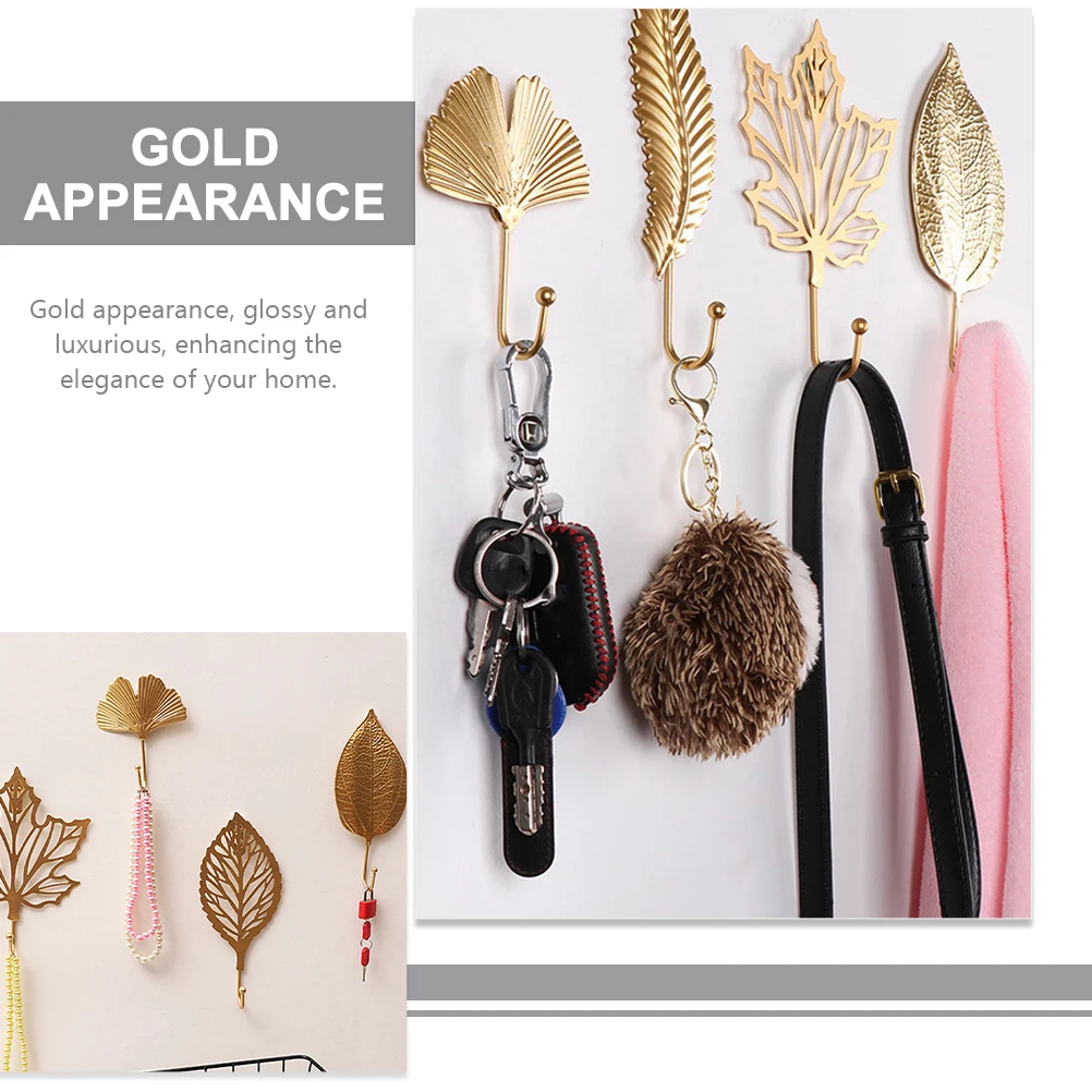 

4Pcs Nordic Style Metal Wall Hooks Ginkgo Leaf Decorative Key Coat Hat Holder for Home Storage Ginkgo Leaf Hook