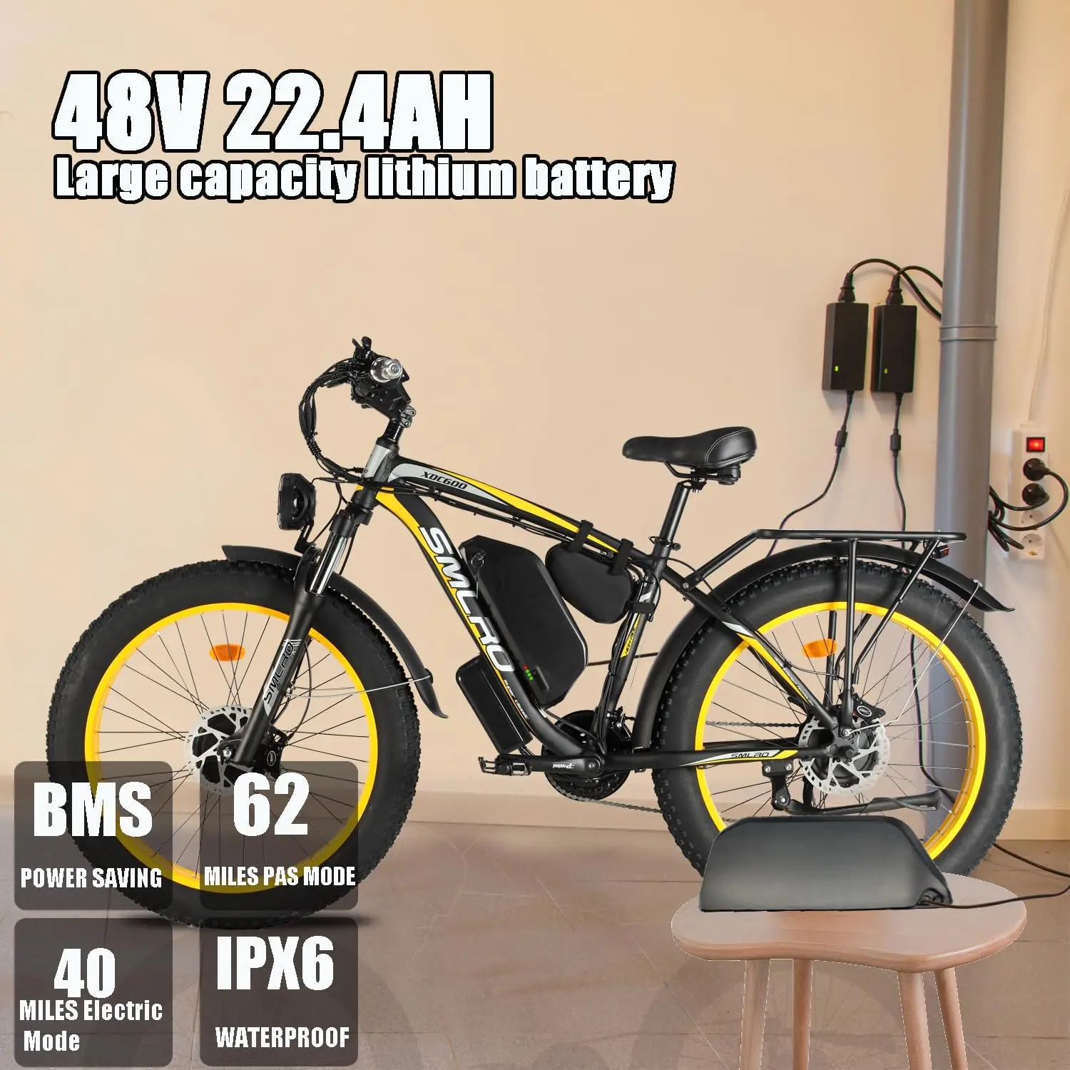 Powerful 2000W Double Motor Electric Mountain Bicycle 48V Smlro XDC600 Pro E-Bike 26*4.0 Fat Tire Front Rear Motorcycle