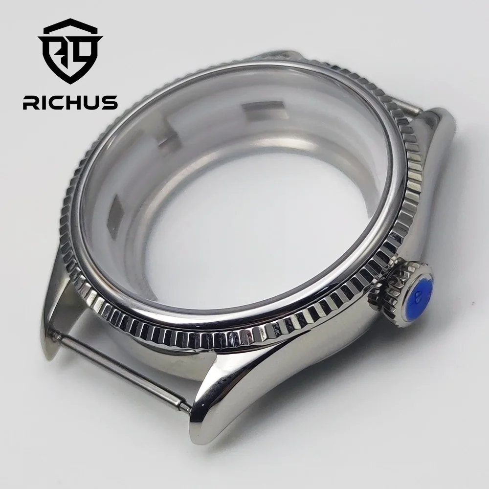 RICHUS NH35 時計ケース 39 ミリメートルシルバーステンレス鋼時計ケースサファイアガラスフィット NH34 NH35 NH36 NH38 ムーブメント