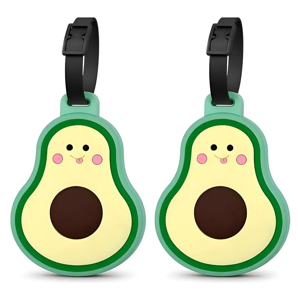 

Avocado Silicone Luggage Tags 2 Pack – Cute Fruit Travel ID Tags with Name Card, Durable Bag Identifier for Suitcases, Backpa