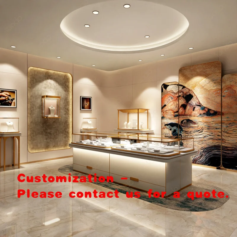 custom.Sundo Luxury Jewelry Display Cabinet Showcase Stainless Steel Aluminum LED Lighting Customizable Size Color Retail St